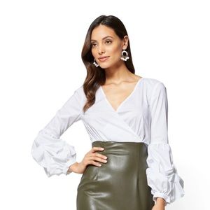 Bubble Sleeve Faux Leather Dress